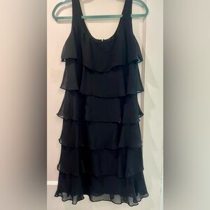 Patra Black Tiered Beaded Mini Dress Flapper Size 6